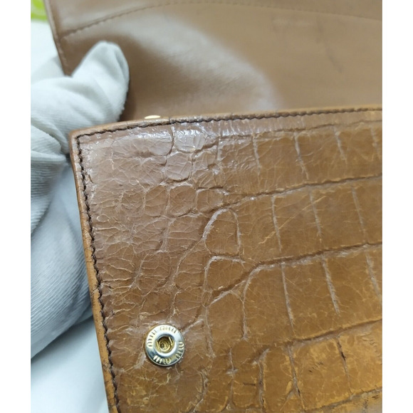 Miu Miu Brown Leather Crocodile Embossed Credit Card Bifold Wallet - Picture 16 of 16